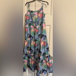 GAP Blue Pink Green Floral Maxi Dress Large